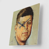 John F. Kennedy IN MEMORIAM Quadratische Wanduhr (Winkel)