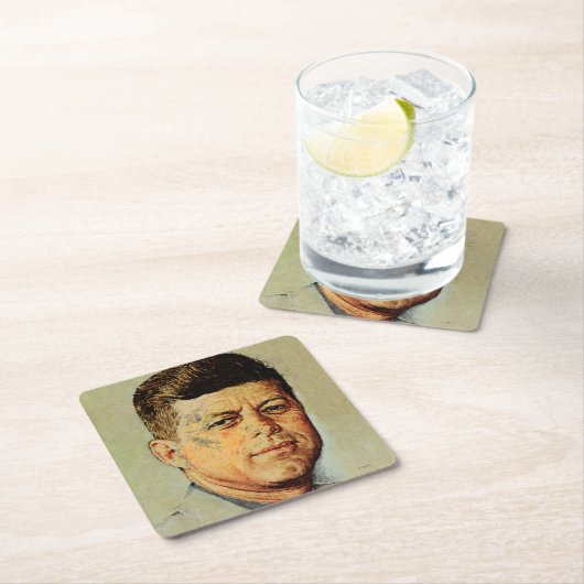 John F. Kennedy IN MEMORIAM Rechteckiger Pappuntersetzer (Vor Ort)