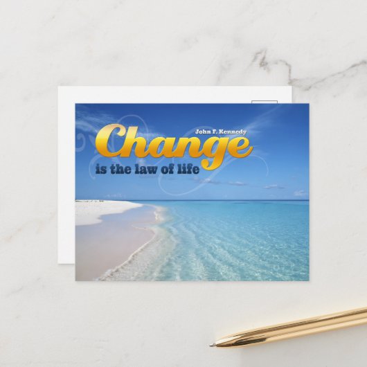 John F. Kennedy Inspiration Zitat "Change" Postkarte (Vorderseite/Rückseite Beispiel)
