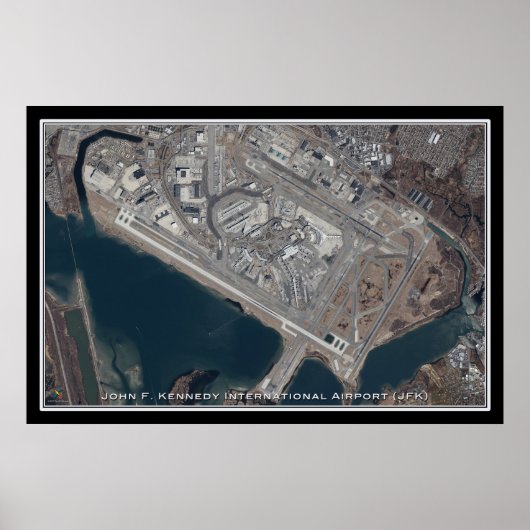 John F Kennedy Intl Airport New York Satellite Map Poster (Vorne)