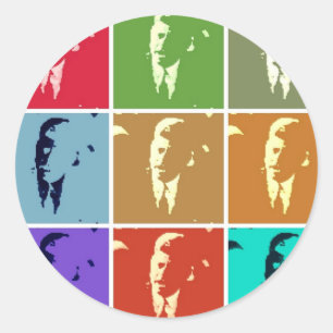 John F Kennedy/JFK Pop Art Runder Aufkleber