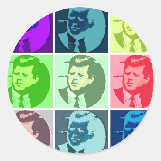 John F. Kennedy/JFK Runder Aufkleber (Vorderseite)