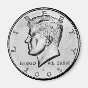 John F Kennedy Münzmagnet für den halben Dollar. Magnet