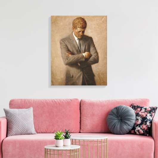 John F. Kennedy Offiziell Portrait Leinwanddruck (Insitu (Wohnzimmer))
