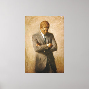 John F Kennedy Offiziell Portrait von Aaron Shikle Leinwanddruck