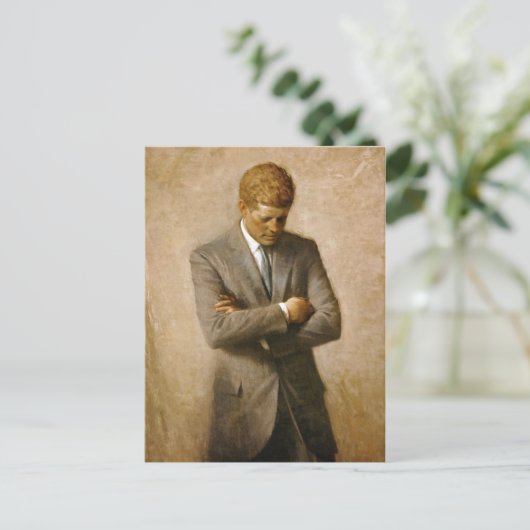 John F Kennedy Offiziell Portrait von Aaron Shikle Postkarte (Stehend Vorderseite)