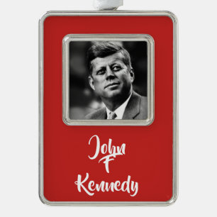 John F Kennedy Präsident Rahmen-Ornament Silber