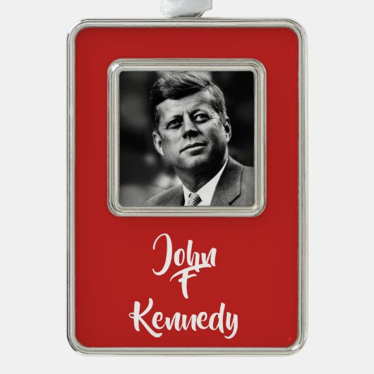 John F Kennedy Präsident Rahmen-Ornament Silber (Vorderseite)