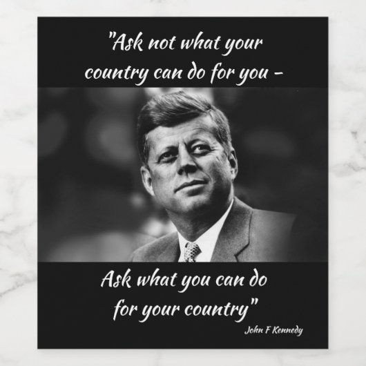 John F Kennedy - Präsident Weinetikett (Einzelnes Label)