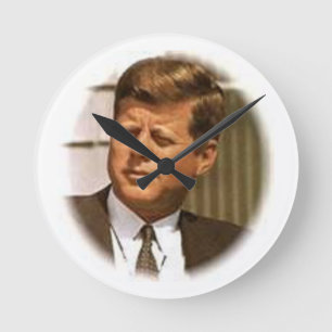 John F Kennedy Runde Wanduhr