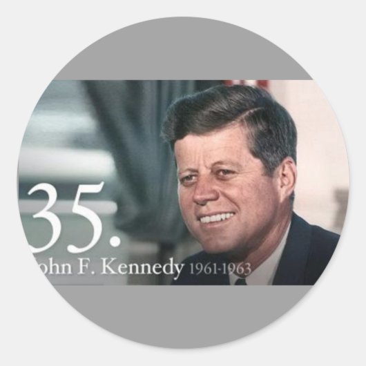 John F Kennedy Runder Aufkleber (Vorderseite)