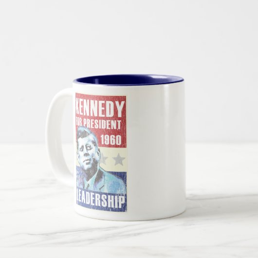 John F. Kennedyhistorisches Präsidentenplakat Zweifarbige Tasse (Vorderseite Links)