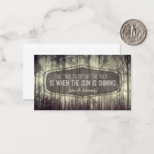 John Fitzgerald Kennedy Inspiration Zitat Reparatu Mitteilungskarte (Vorderseite/Rückseite Beispiel)