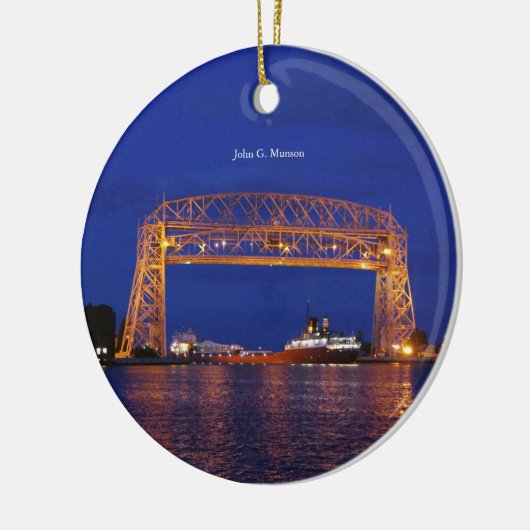 John G Munson & Aerial Lift Bridge Keramik Ornament (Links)