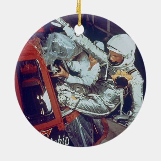 John Glenn u. Firendship 7 - sehen Sie beide Keramikornament (Hinten)