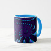 JOHN ~ GLOSSY 3D Zany Blue Fraktal ~ Tasse (VorderseiteRechts)