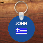 John Griechischer Name mit griechischem Flaggendes Schlüsselanhänger (Vorderseite)