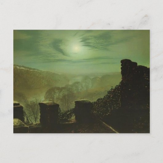 John Grimshaw - Vollmond hinter der Cirrus Cloud Postkarte (Vorderseite)