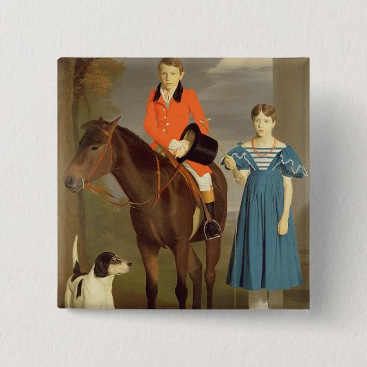 John Gubbins Newton und seine Schwester Mary, Button (Vorderseite)