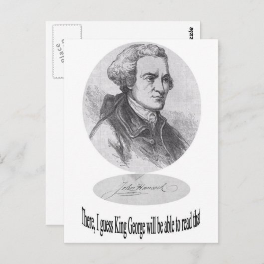 John Hancock, Unterschrift und Zitat Postkarte (Vorne/Hinten)