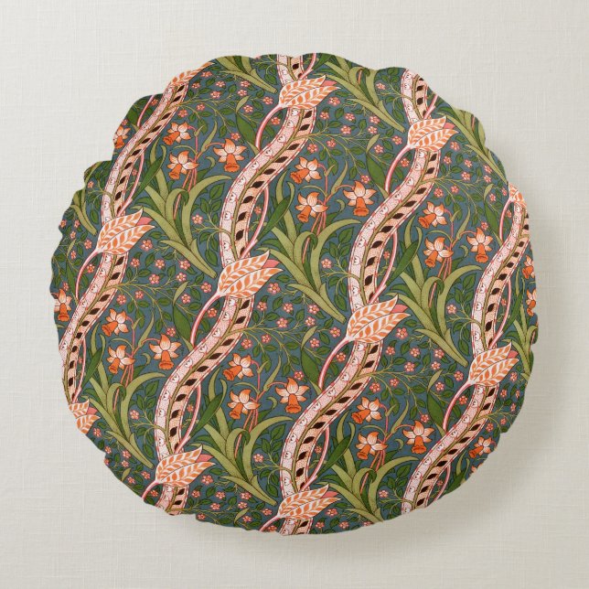 John Henry Dearle Daffodil Chintz Original Rundes Kissen (Vorderseite)