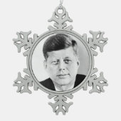 John Jack Kennedy, das Weiße Haus des Präsidenten  Schneeflocken Zinn-Ornament (Vorderseite)