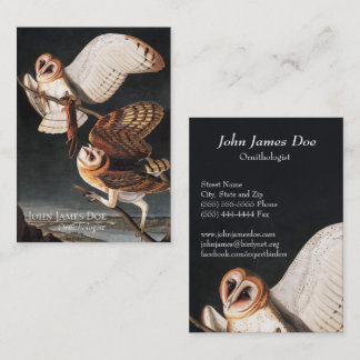 John James Audubon Barn Owls Business Card Visitenkarte