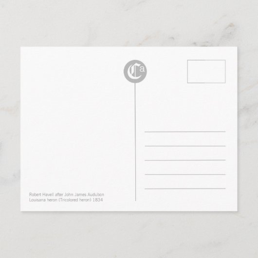 John James Audubon Lousiana Heron CC0752 Bird Postkarte (Rückseite)
