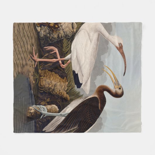 John James Audubon White Ibis Bird Print Classic Fleecedecke (Vorderseite (Horizontal))