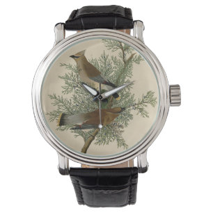 John James Audubon Zedernseidenschwanz-Vogel-Druck Armbanduhr