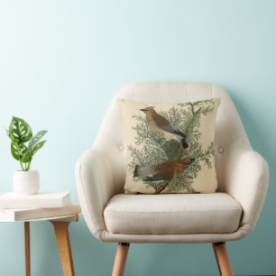 John James Audubon Zedernseidenschwanz-Vogel-Druck Kissen