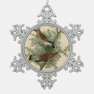 John James Audubon Zedernseidenschwanz-Vogel-Druck Schneeflocken Zinn-Ornament
