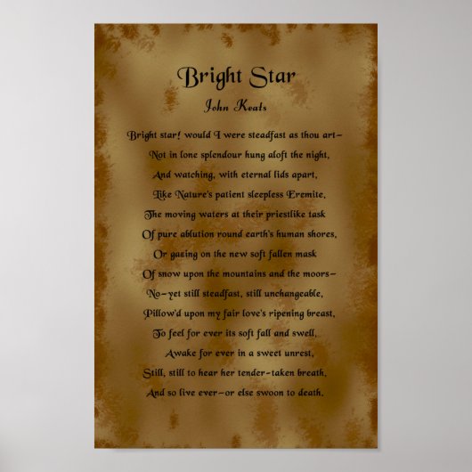 John Keats, Bright Star Poster (Vorne)
