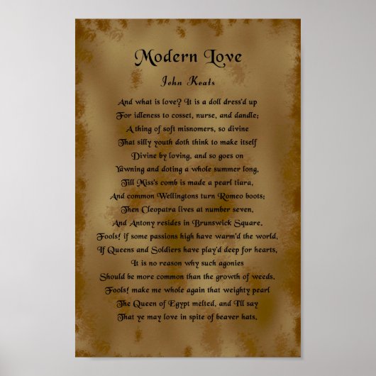 John Keats, Moderne Liebe Poster (Vorne)