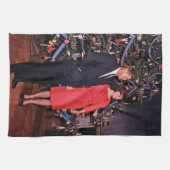 John Kennedy & Jacqueline, Präsident der Weihnacht Geschirrtuch (Horizontal)