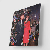 John Kennedy & Jacqueline, Präsident der Weihnacht Quadratische Wanduhr (Winkel)