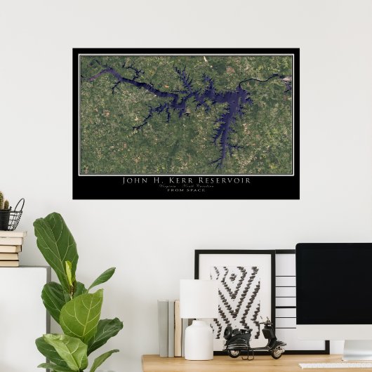 John Kerr Lake Virginia - North Carolina Satellite Poster (Heimbüro)
