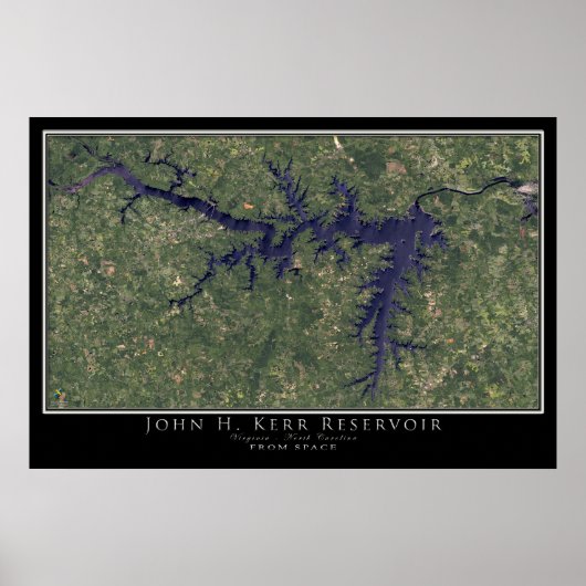 John Kerr Lake Virginia - North Carolina Satellite Poster (Vorne)