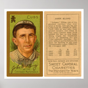 John Kling Cubs Baseball 1911 Poster