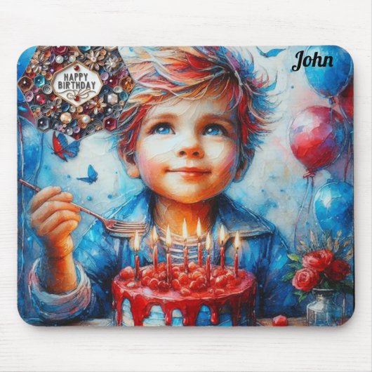 JOHN ~ Kuchen essen ~ Geburtstagsgrüße ~ Mousepad (Vorne)