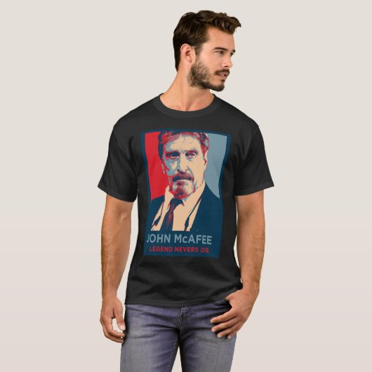 JOHN MCAFEE LEGEND NEVERS DIE Retro Classic T-Shir T-Shirt (Vorne ganz)