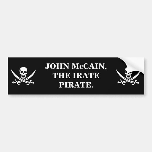 JOHN McCAIN, DIE IRATE PIRATE. Autoaufkleber (Vorne)