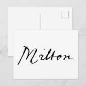 John Milton Unterschrift Postkarte (Vorne/Hinten)