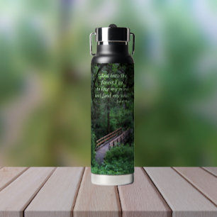 John Muir Quote Trail in den Wald Trinkflasche