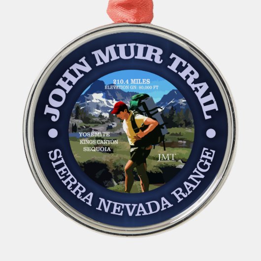 John Muir Trail (Hiker C) Silbernes Ornament (Vorne)