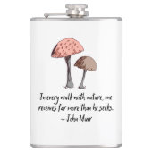 John Muir Zitat Hand Gezeichnet Mushroom Forager H Flachmann (Vorderseite)