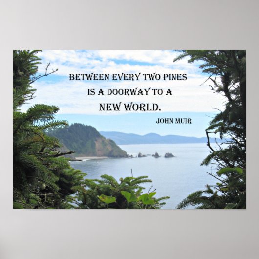 John Muir: "Zwischen zwei Kiefern ist eine Tür" Poster (Vorne)