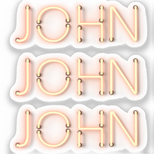 John Name in Glows Neon Lights Classic Round Sti Aufkleber