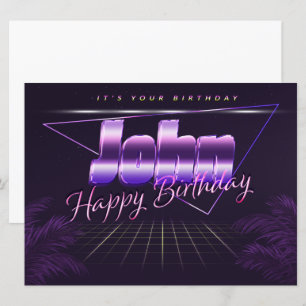 John Name Vorname lila retro Karte Geburtstag
