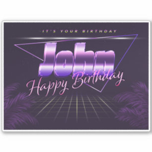 John Name Vorname lila retro Sticker Geburtstag